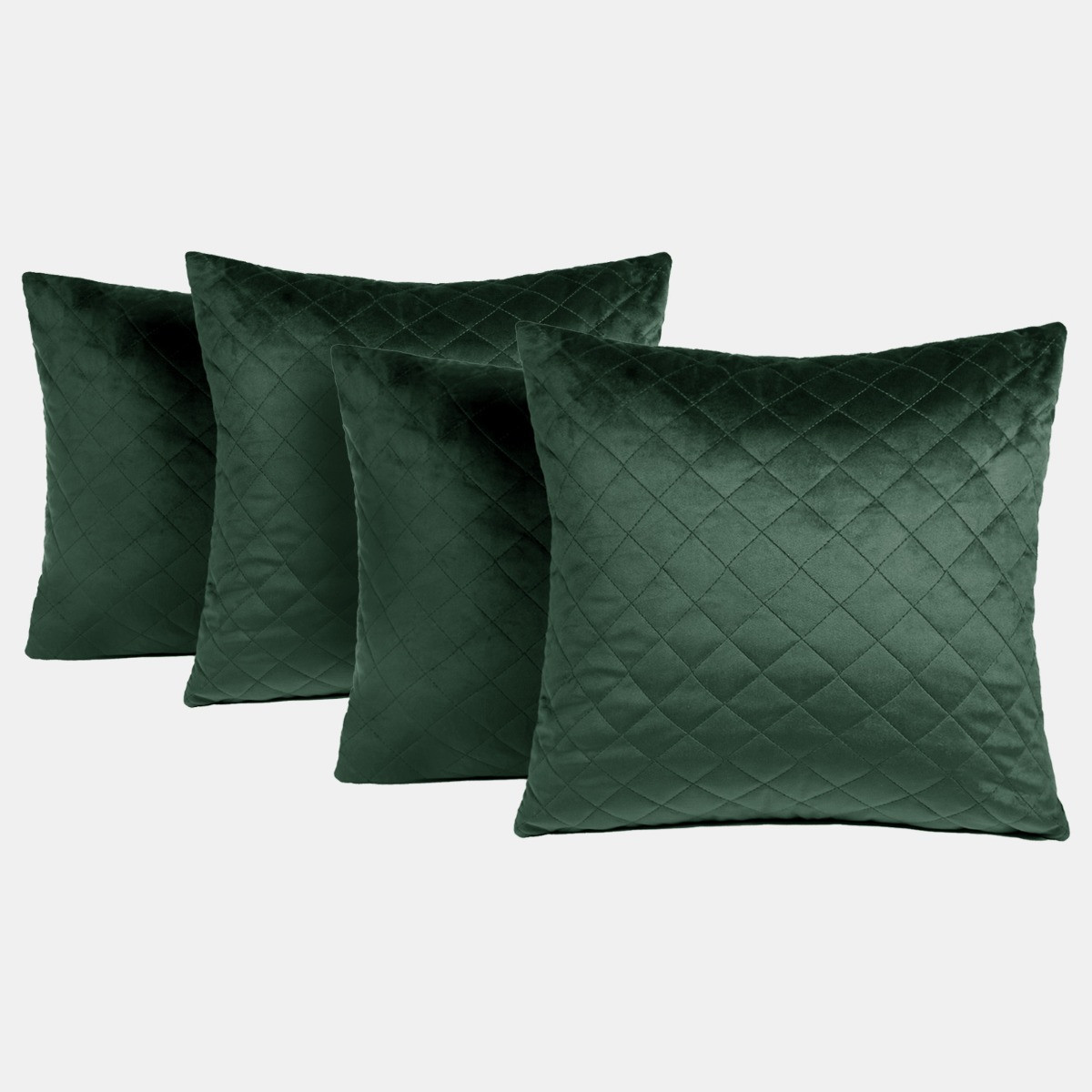 Quilted Matte Velvet Cushion Covers - Forest Green>