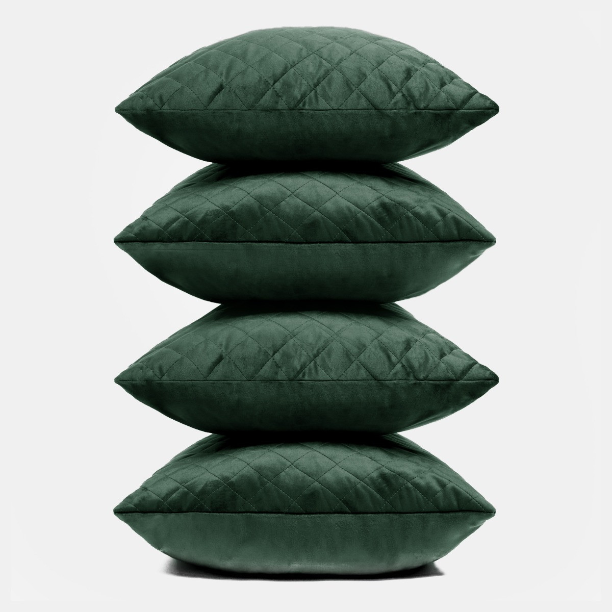 Quilted Matte Velvet Cushion Covers - Forest Green>