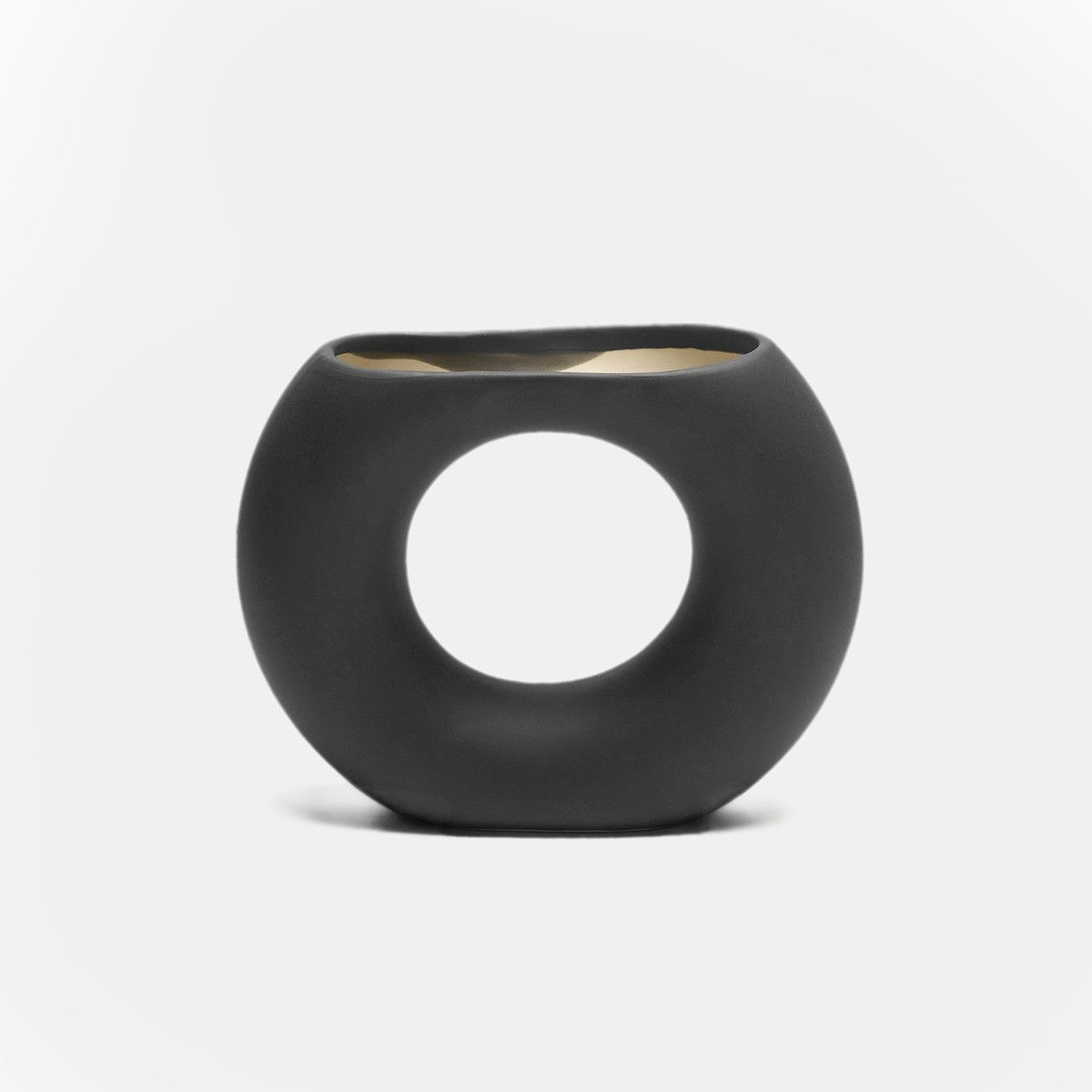 OHS Ceramic Cut Out Donut Vase - Charcoal>