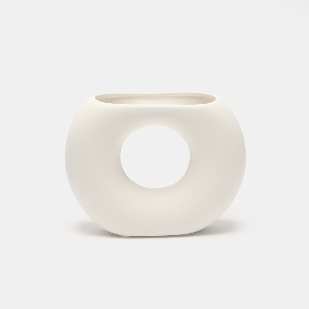 OHS Ceramic Cut Out Donut Vase - White>