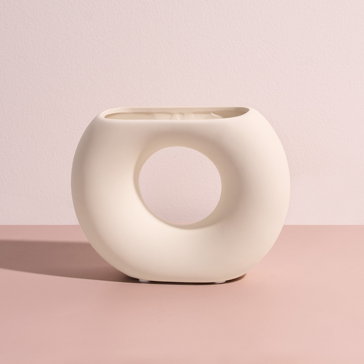 OHS Ceramic Cut Out Donut Vase - White>