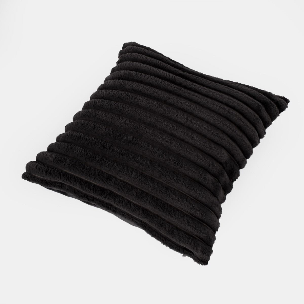 OHS 4 Pack Faux Fur Thick Ribbed Cushion Covers - Black>