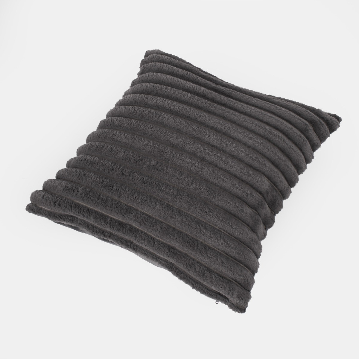 OHS 2 Pack Faux Fur Thick Ribbed Cushion Covers - Charcoal>