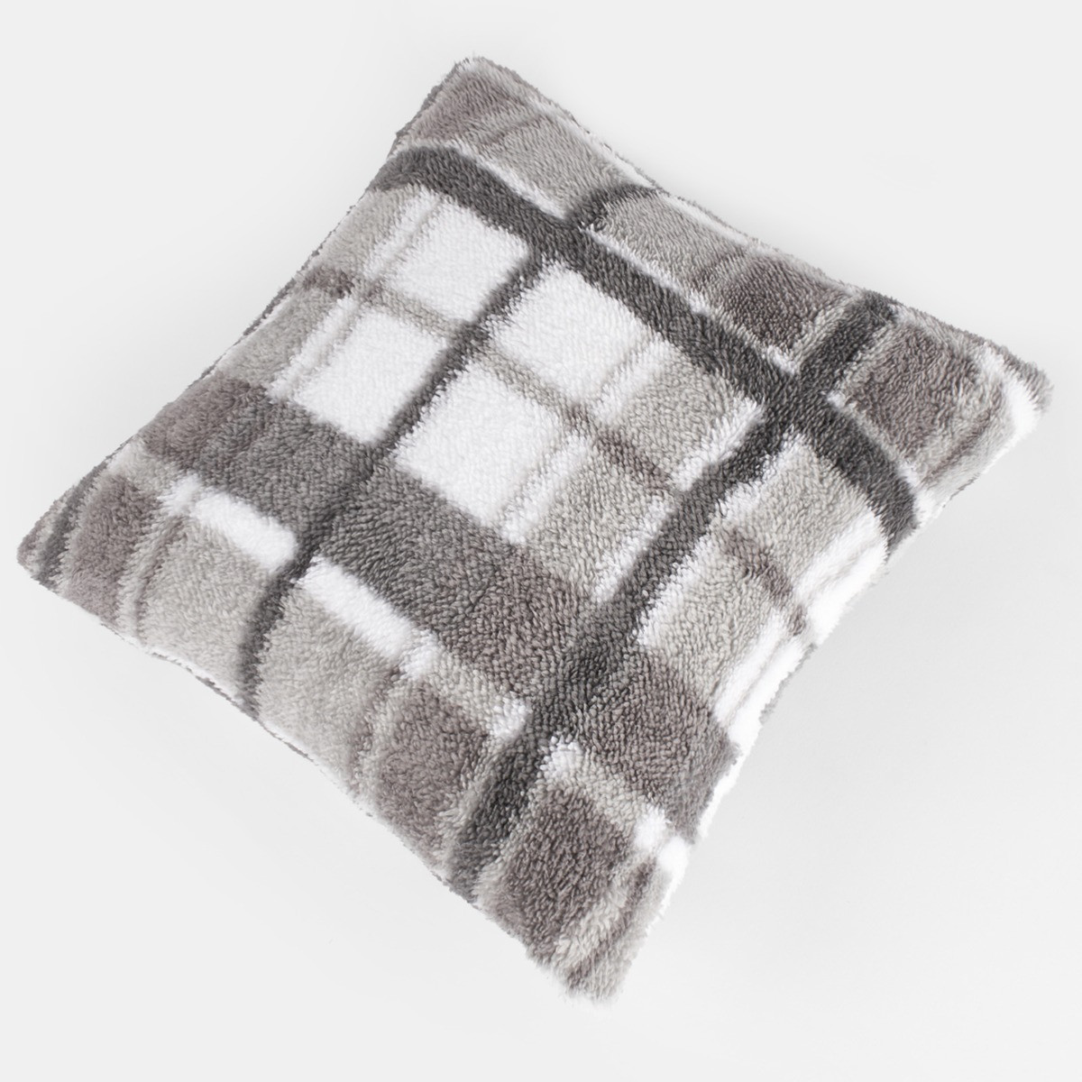 OHS Check Print Teddy Cushion Covers - Grey>