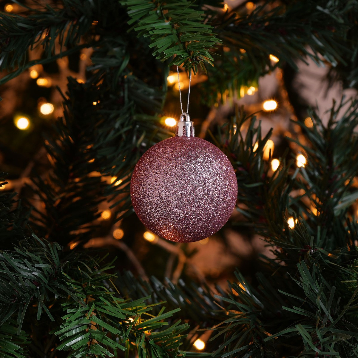 Pack of 24 Christmas Baubles - Rose Gold>