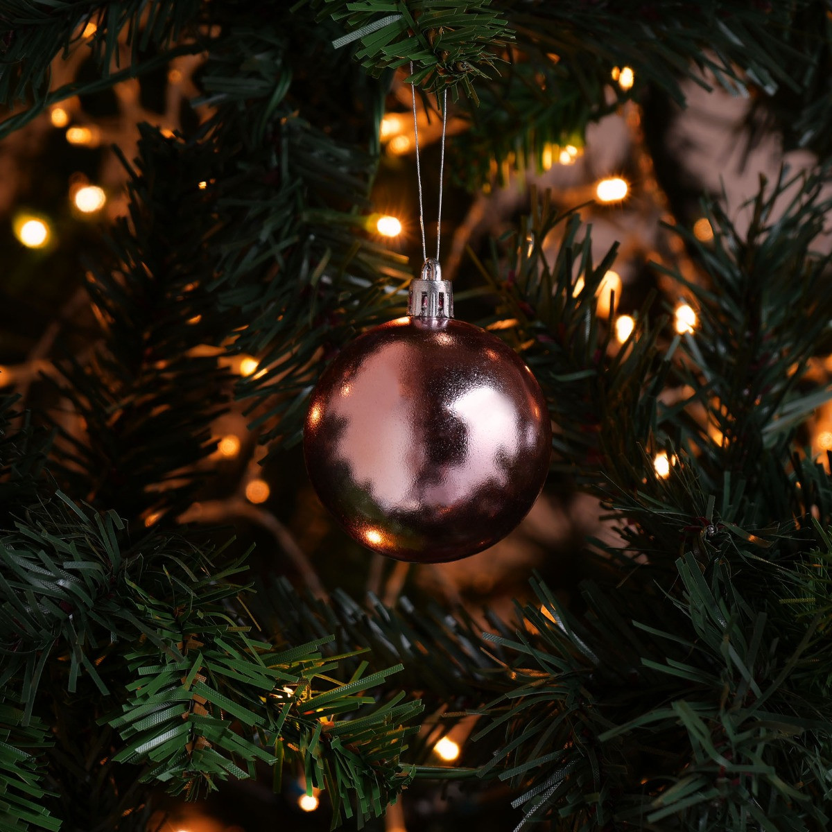 Pack of 24 Christmas Baubles - Rose Gold>