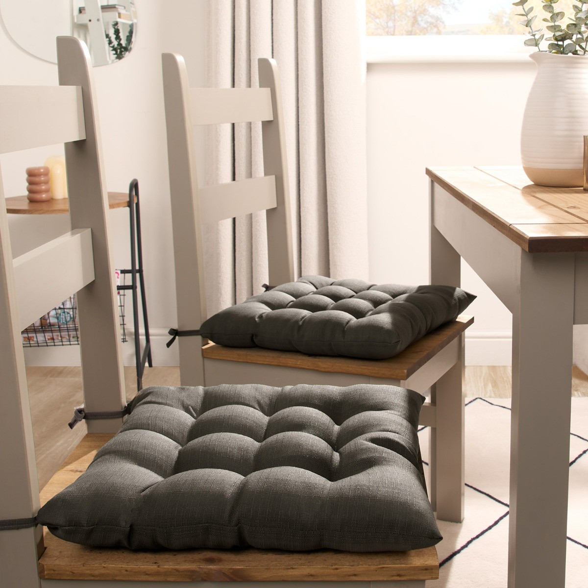 OHS Linen Look Indoor Seat Pads - Charcoal>
