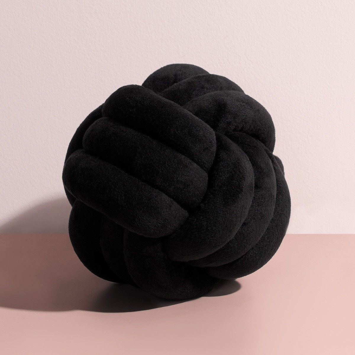 OHS Matte Velvet Knot Decorative Cushion Black