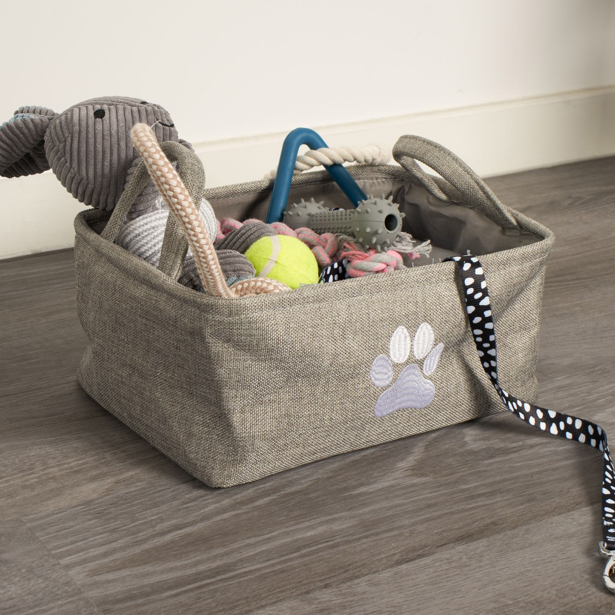 OHS Pet Paw Embroidered Storage Basket - Charcoal>