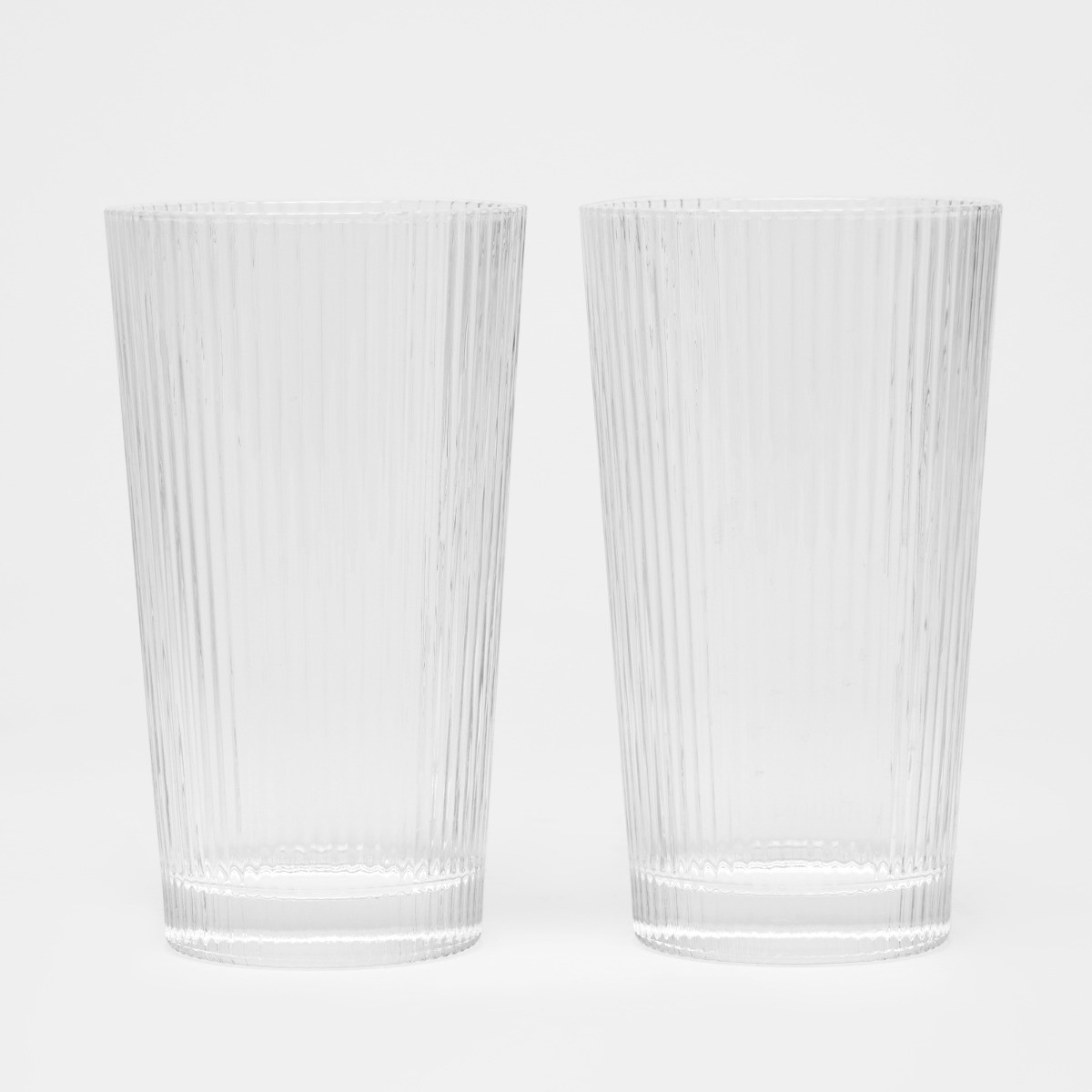 OHS Ribbed Tall Drinking Glass, Clear - Set of 2>