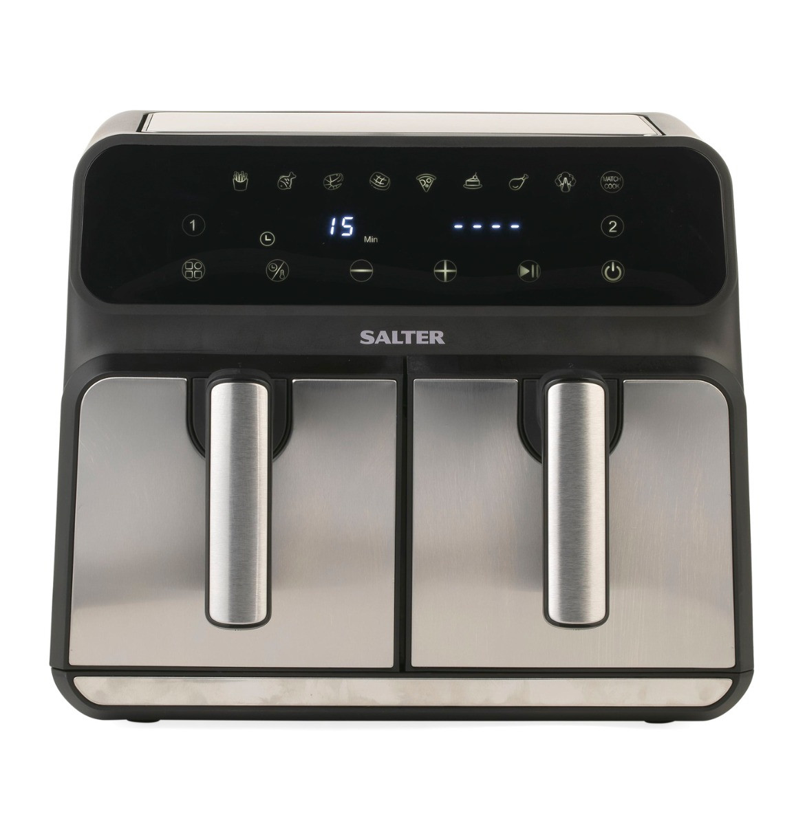 Salter Dual Air Fryer EK5196, Black/Silver - 7.6L>