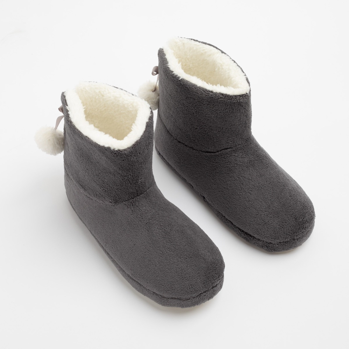 OHS Fluffy Boot Slippers, Grey - Large 7/8>