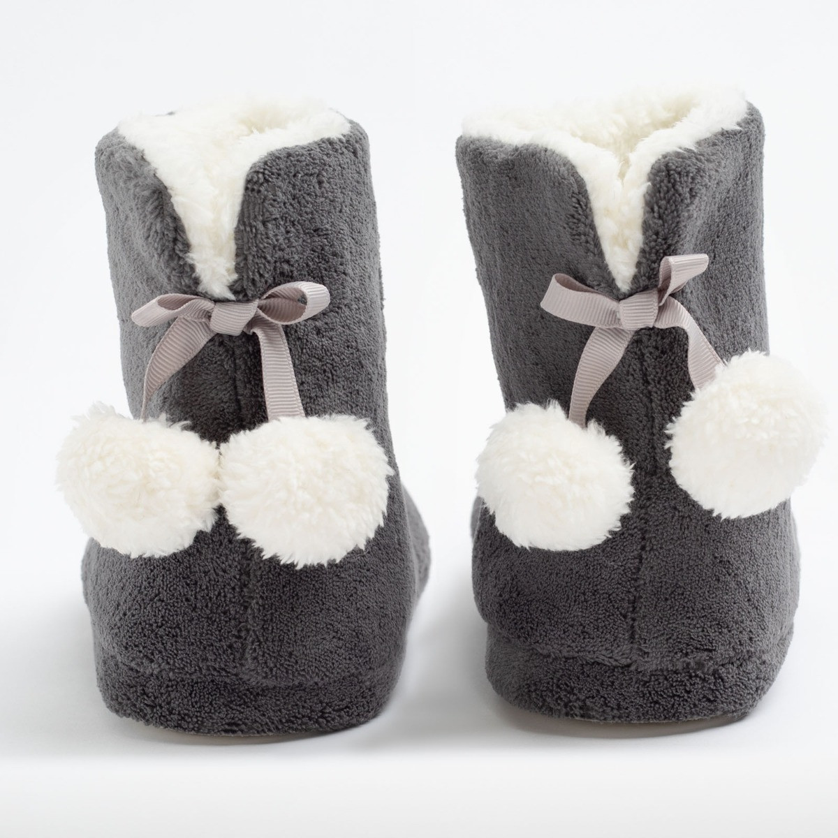 OHS Fluffy Boot Slippers, Grey - Large 7/8>