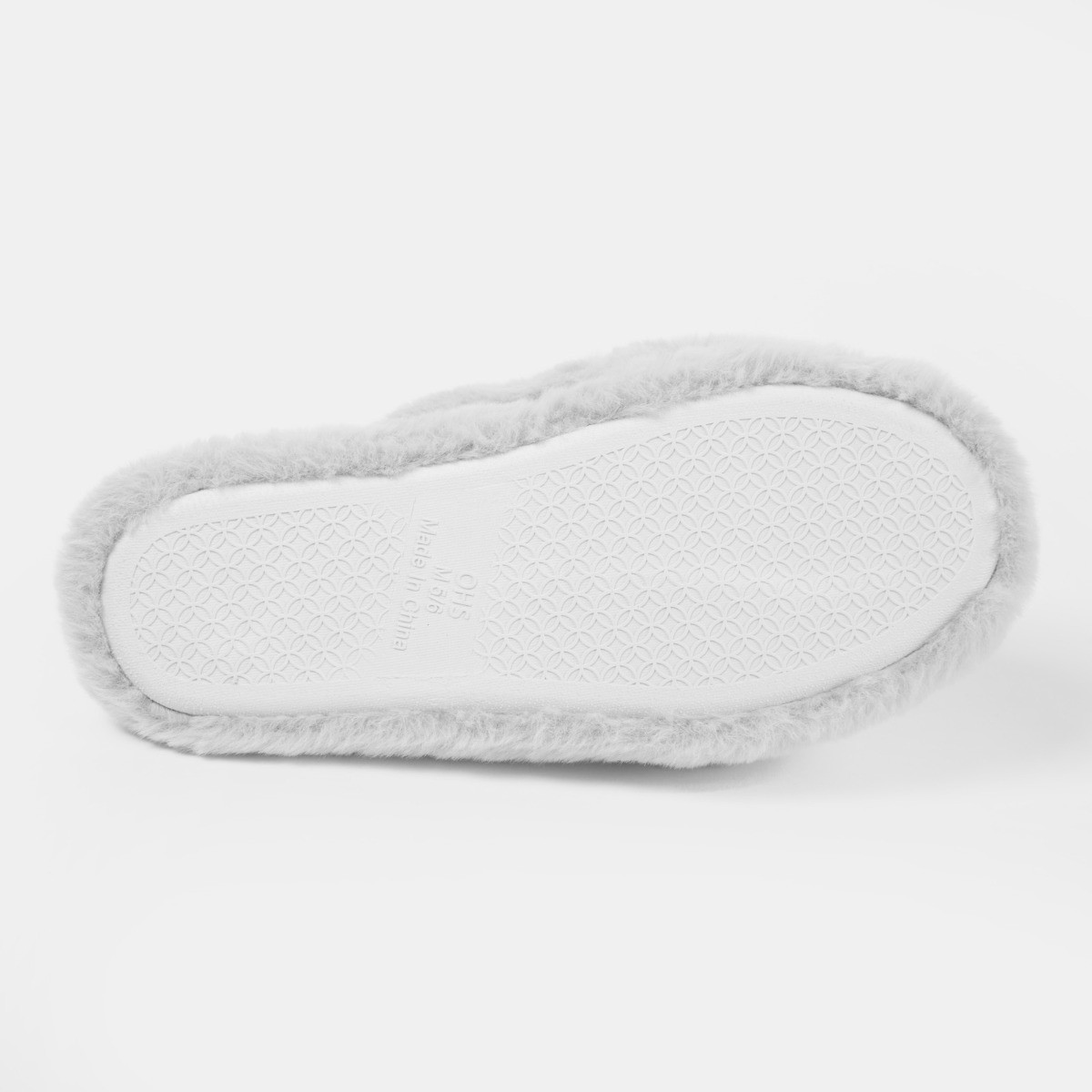 OHS Faux Fur Platform Cross Strap Slippers - Silver>