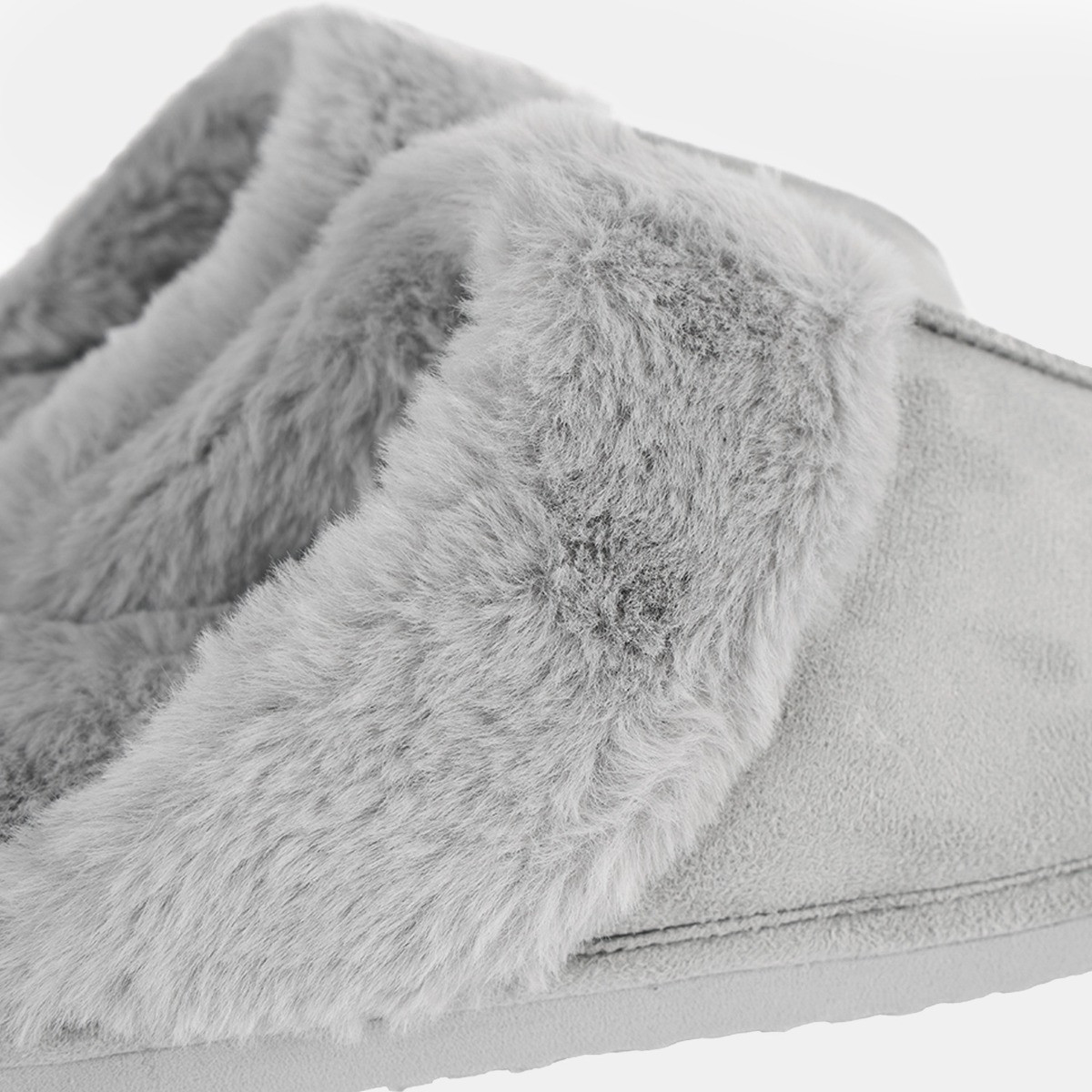 OHS Faux Suede Platform Mule Slippers - Silver>