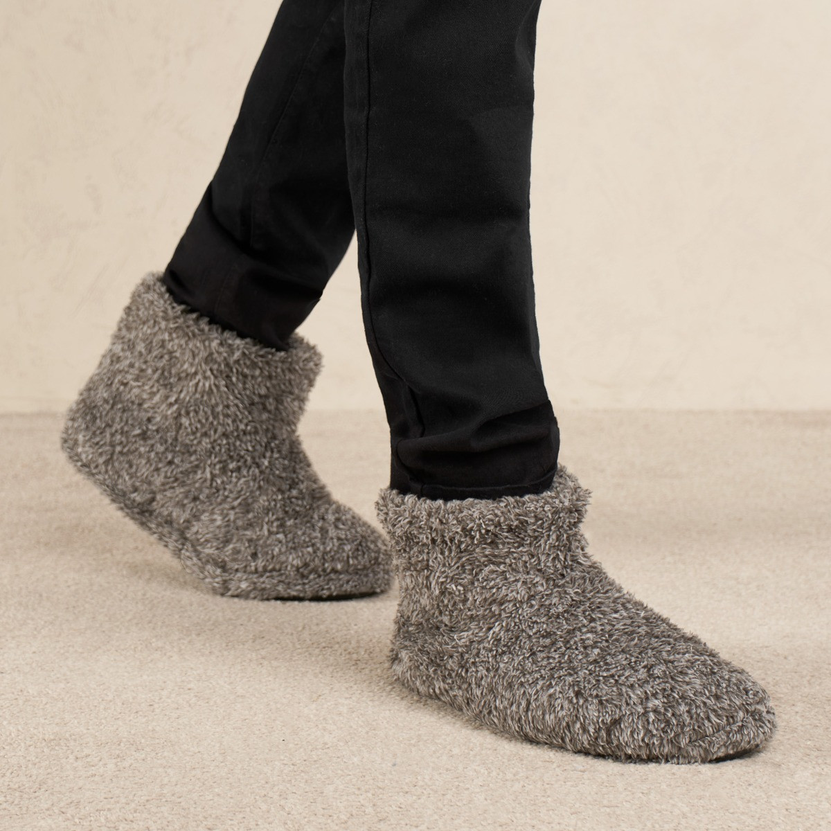 Mens grey 2024 boot slippers