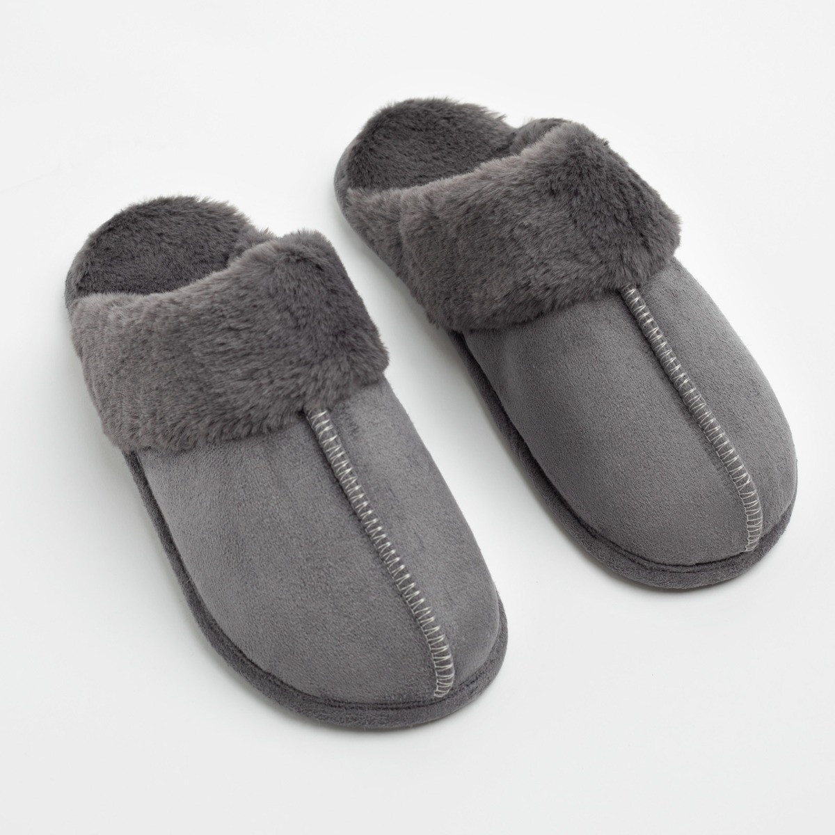 Grey suede best sale mule slippers