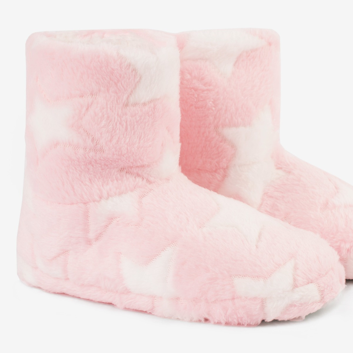 OHS Kids Star Print Boot Slippers - Blush>