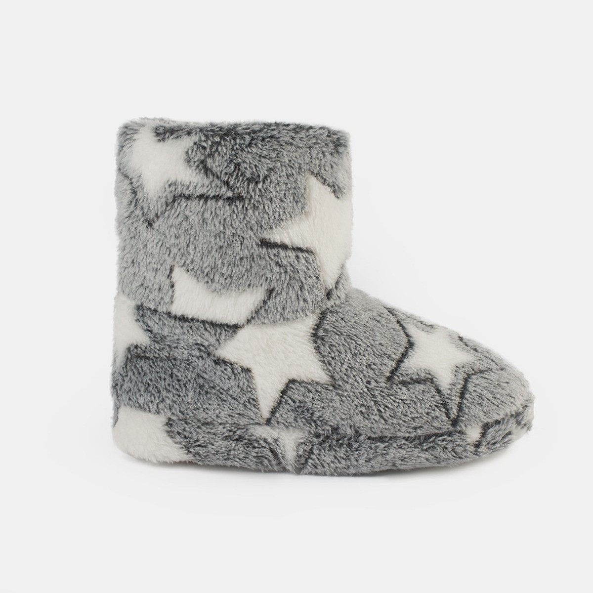 OHS Kids Star Print Boot Slippers - Charcoal>