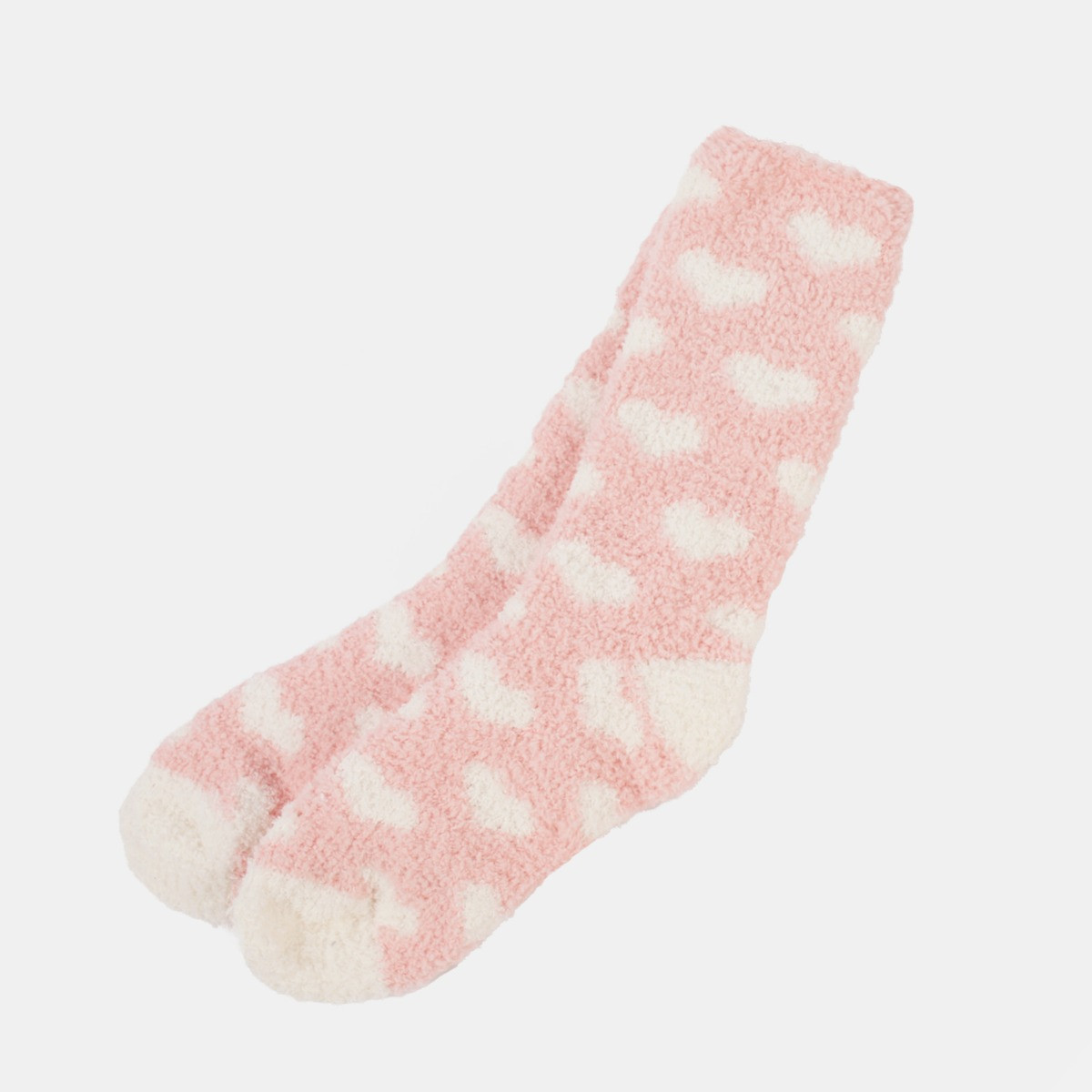 OHS Heart Fluffy Fleece Socks, Blush - 3PK>