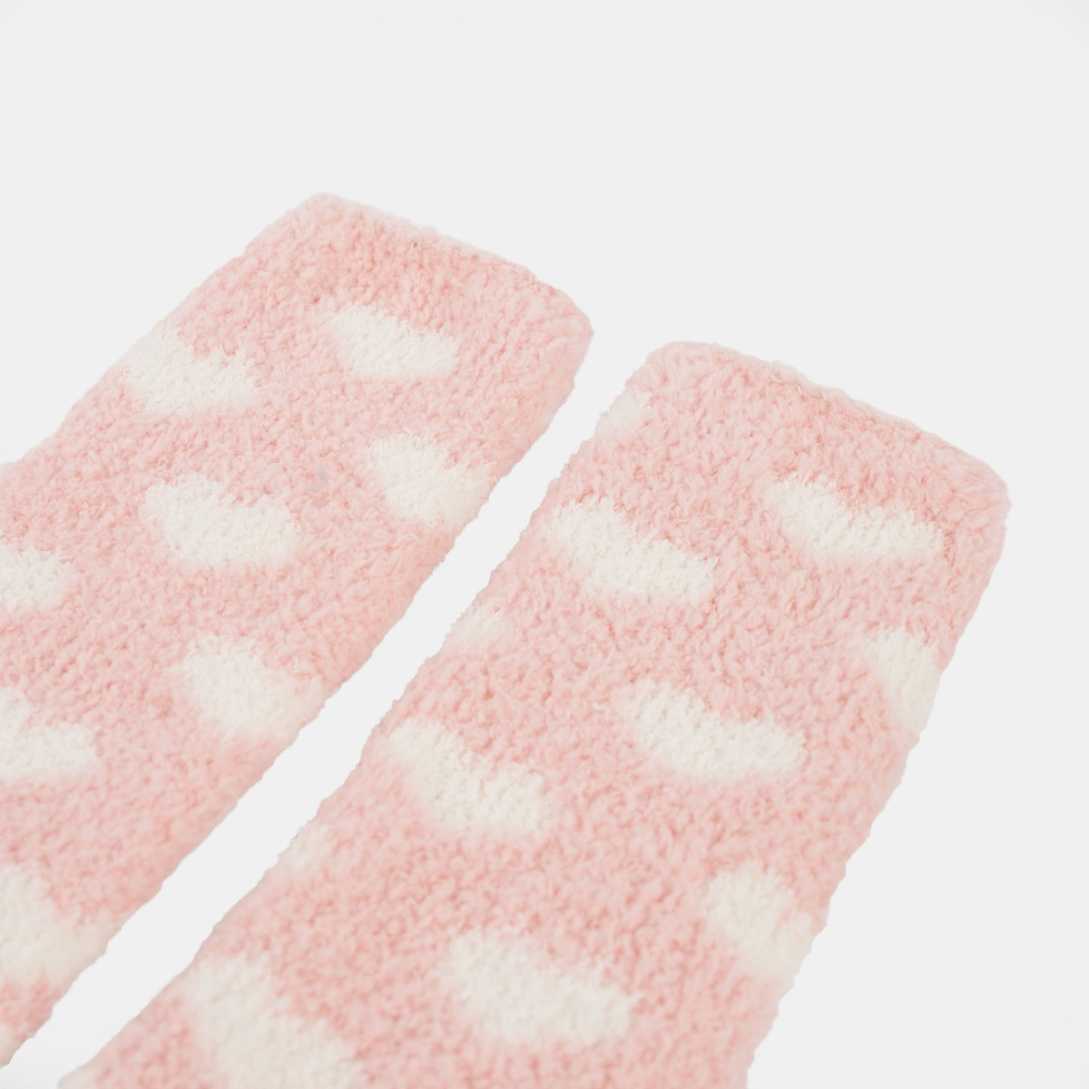 OHS Heart Fluffy Fleece Socks, Blush - 3PK>