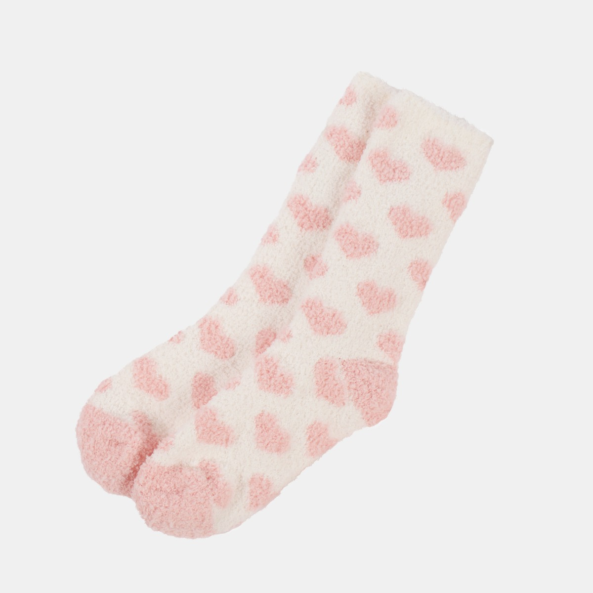 OHS Heart Fluffy Fleece Socks, Blush - 3PK>