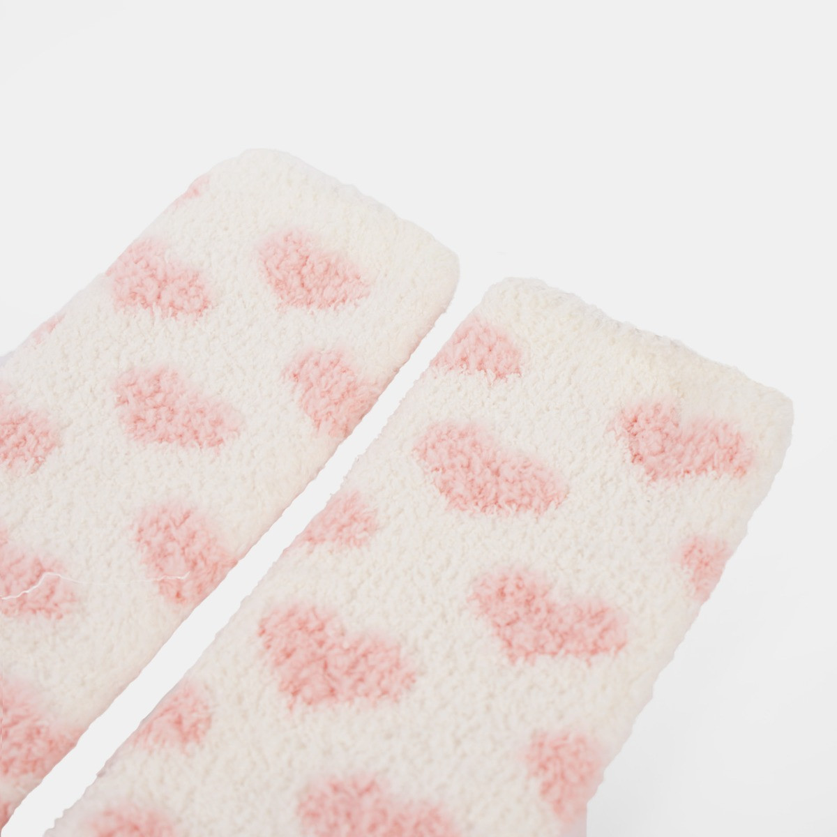 OHS Heart Fluffy Fleece Socks, Blush - 3PK>