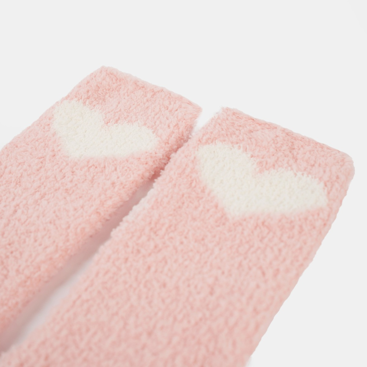 OHS Heart Fluffy Fleece Socks, Blush - 3PK>