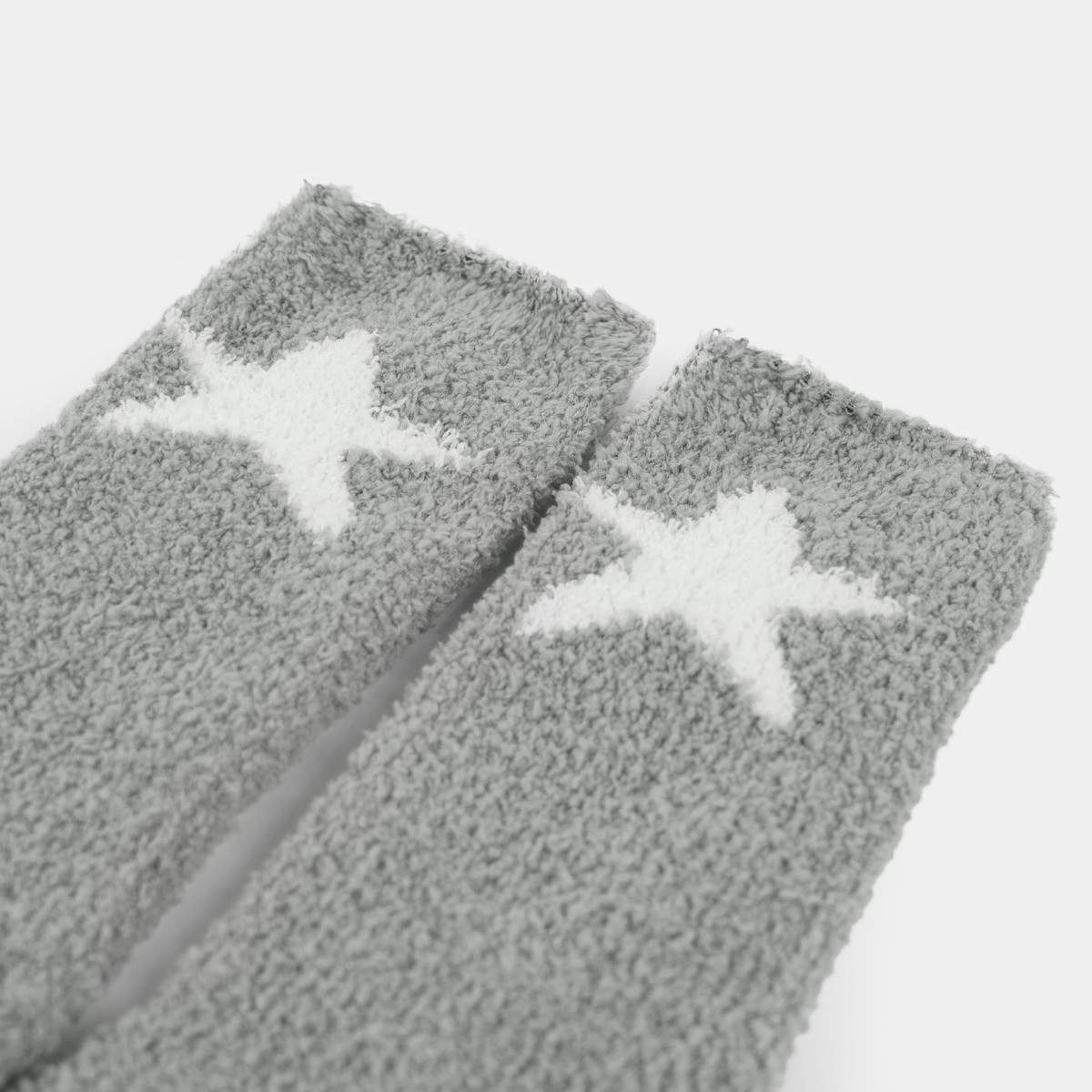 OHS Star Fluffy Fleece Socks, Grey - 3PK>