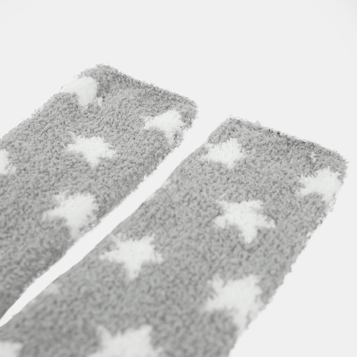 OHS Star Fluffy Fleece Socks, Grey - 3PK>