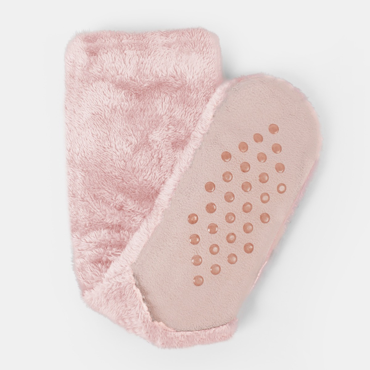 OHS Teddy Sherpa Reverse Slipper Socks - Blush>