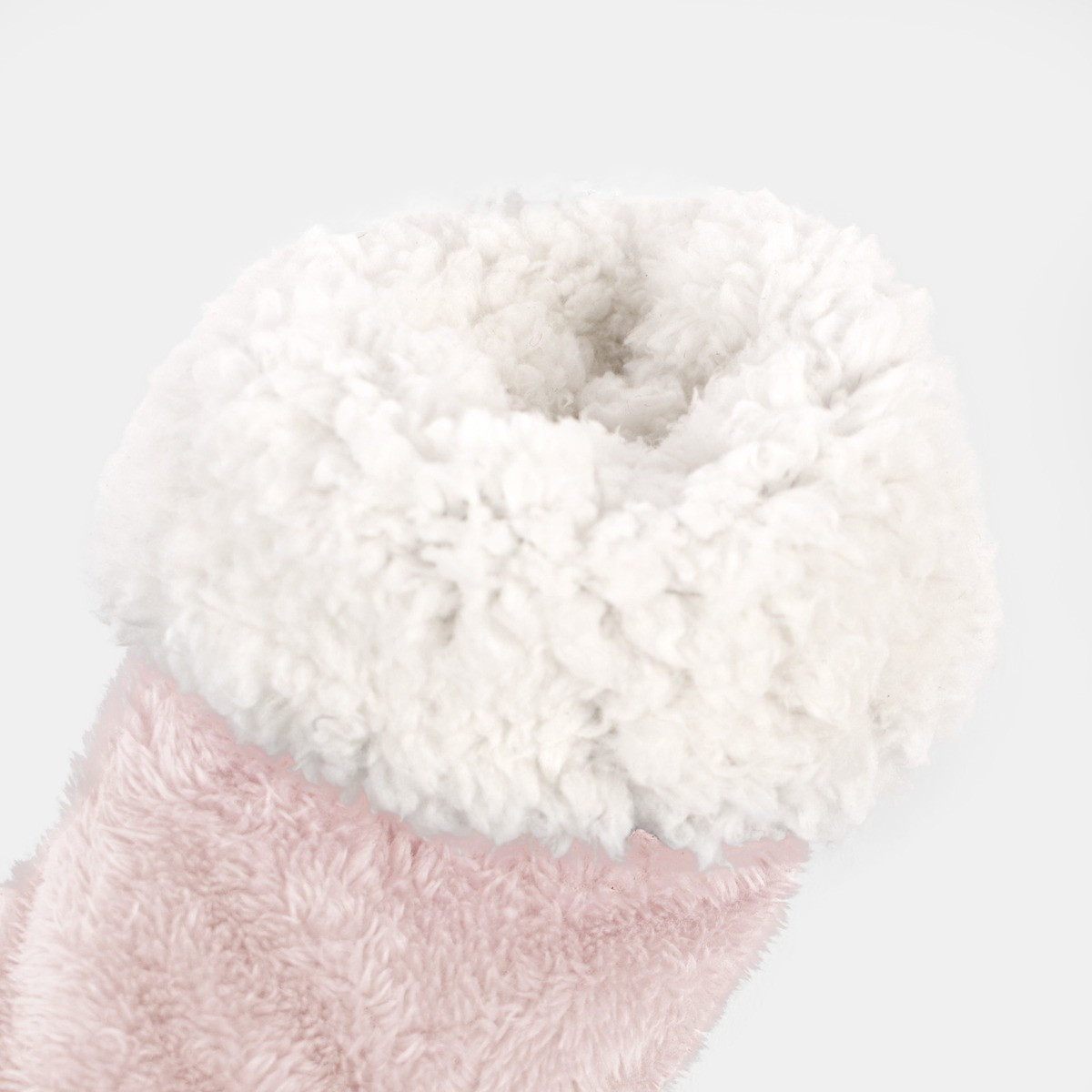 OHS Teddy Sherpa Reverse Slipper Socks - Blush>