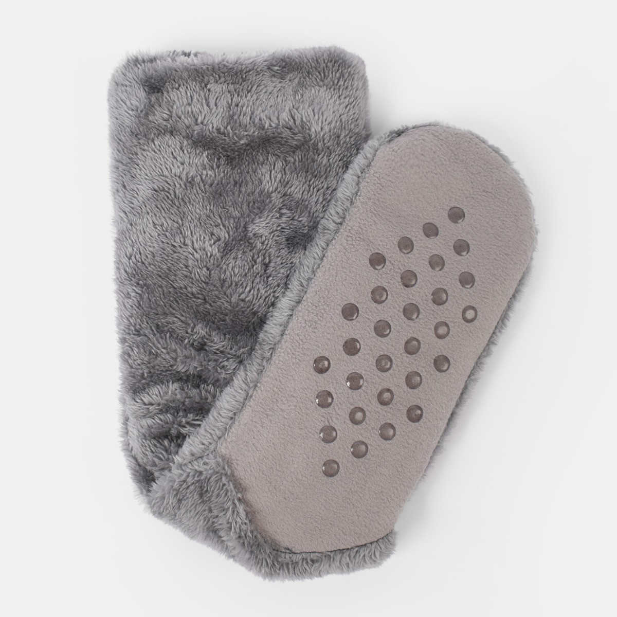 OHS Teddy Sherpa Reverse Slipper Socks - Charcoal>