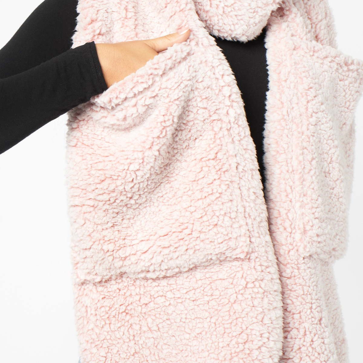 OHS Teddy Marl Pocket Scarf - Blush>