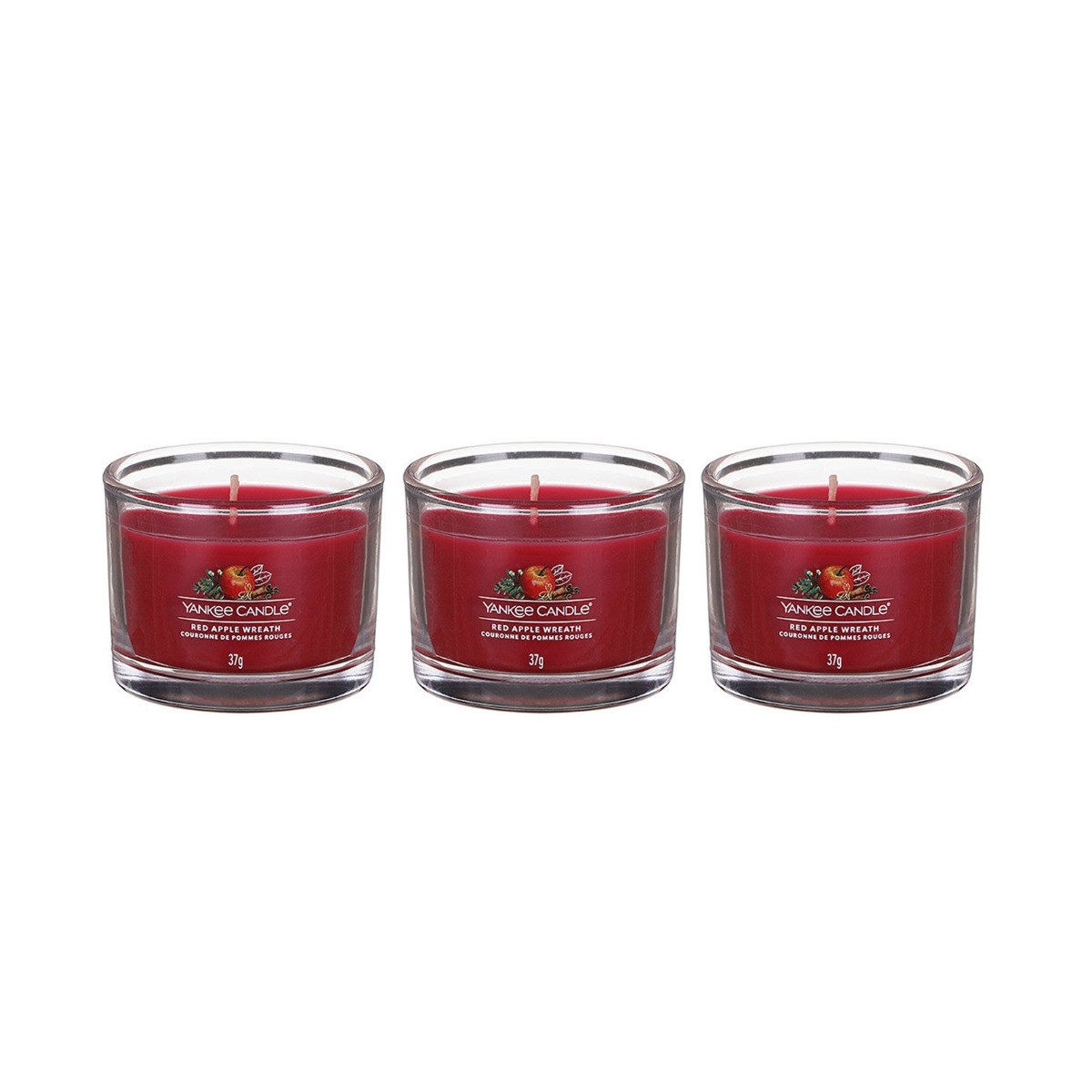 Yankee Candle Votive Set Of 3 - Red Apple Wreath>