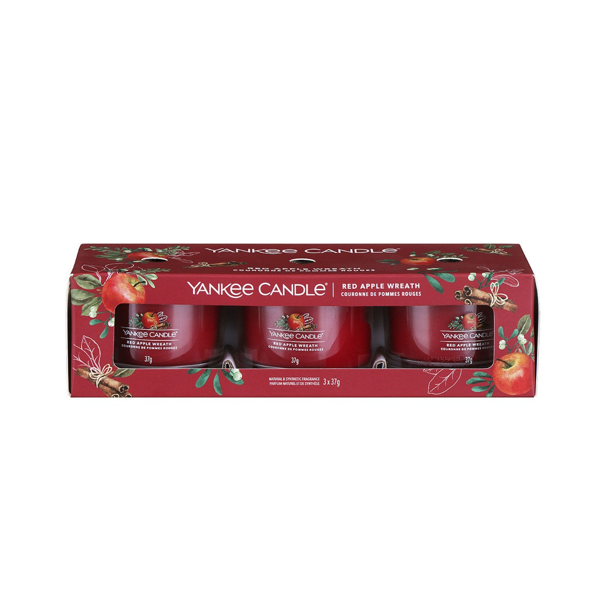 Yankee Candle Votive Set Of 3 - Red Apple Wreath>