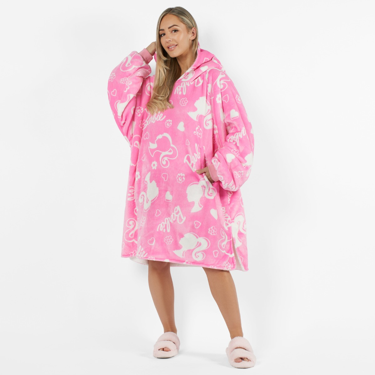 Barbie Hoodie Blanket, Adults - Pink>