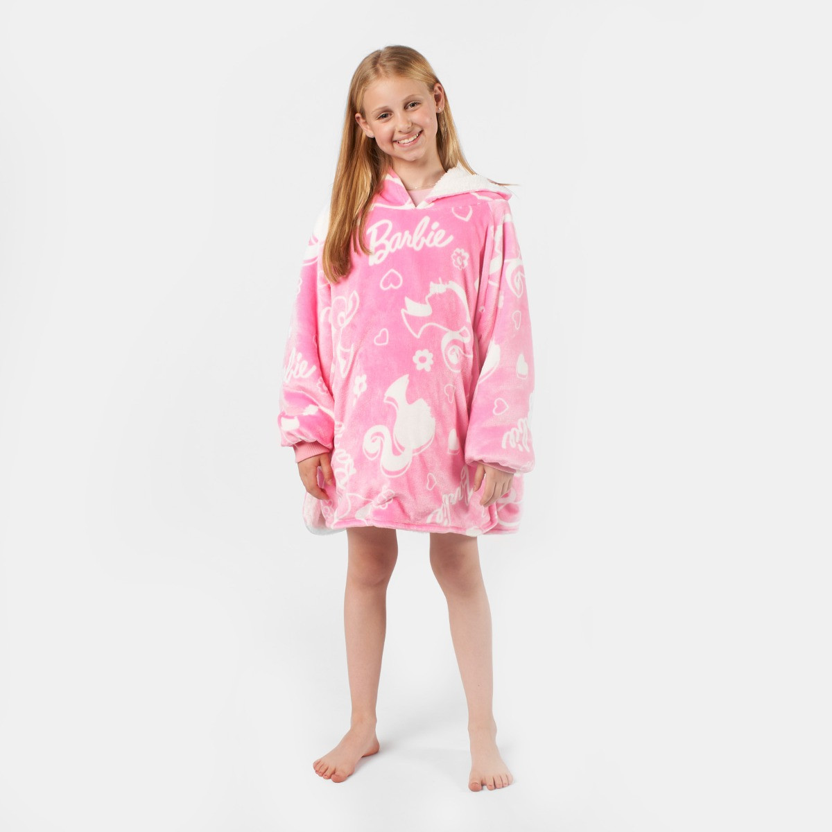 Kids Barbie Hoodie Blanket, Pink - Medium>