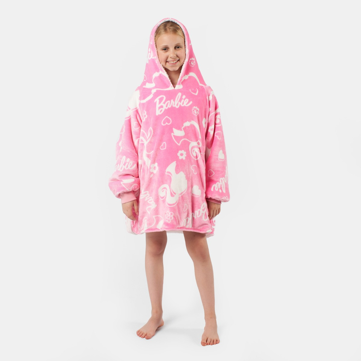 Kids Barbie Hoodie Blanket, Pink - Medium>