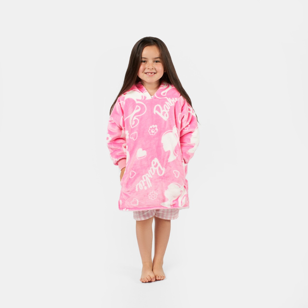 Kids Barbie Hoodie Blanket, Pink - Small>