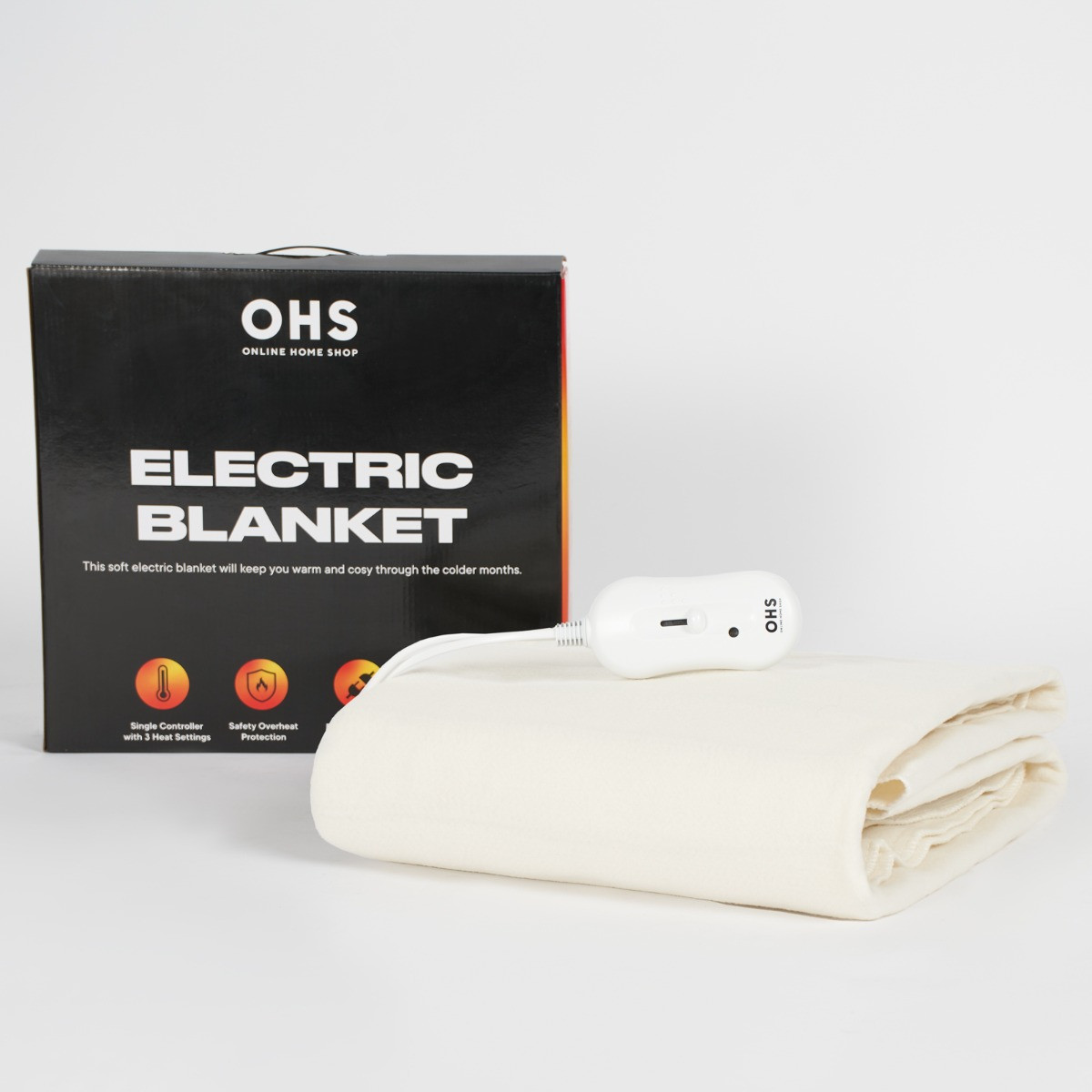 OHS Electric Heated Fleece Under Blanket Sheet, White - Single>