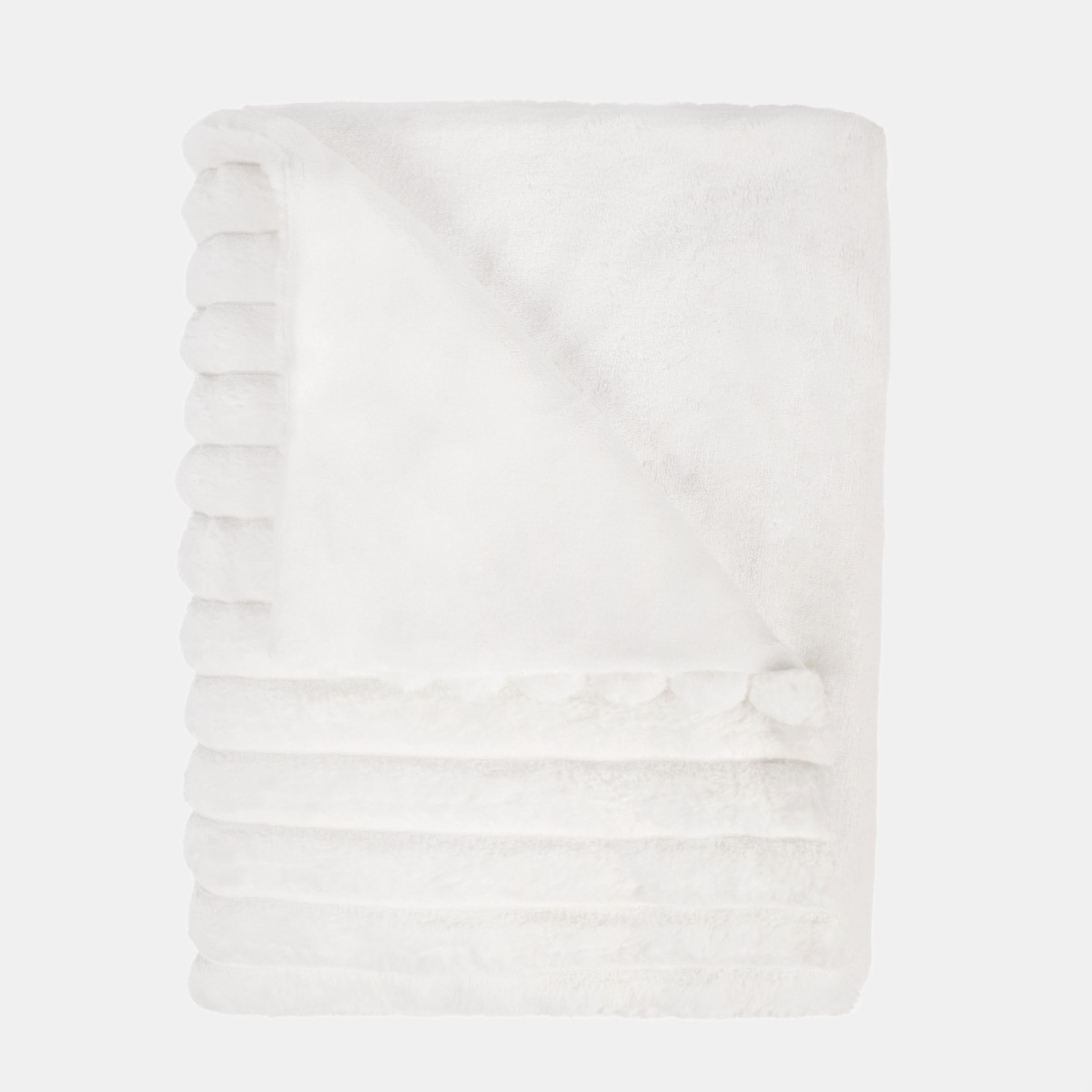 OHS Faux Fur Thick Ribbed Throw - White>