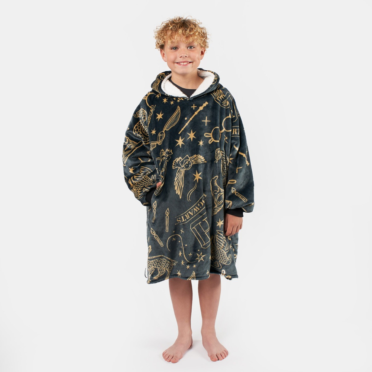 OHS Kids Harry Potter Hogwarts Hoodie Blanket - Black>