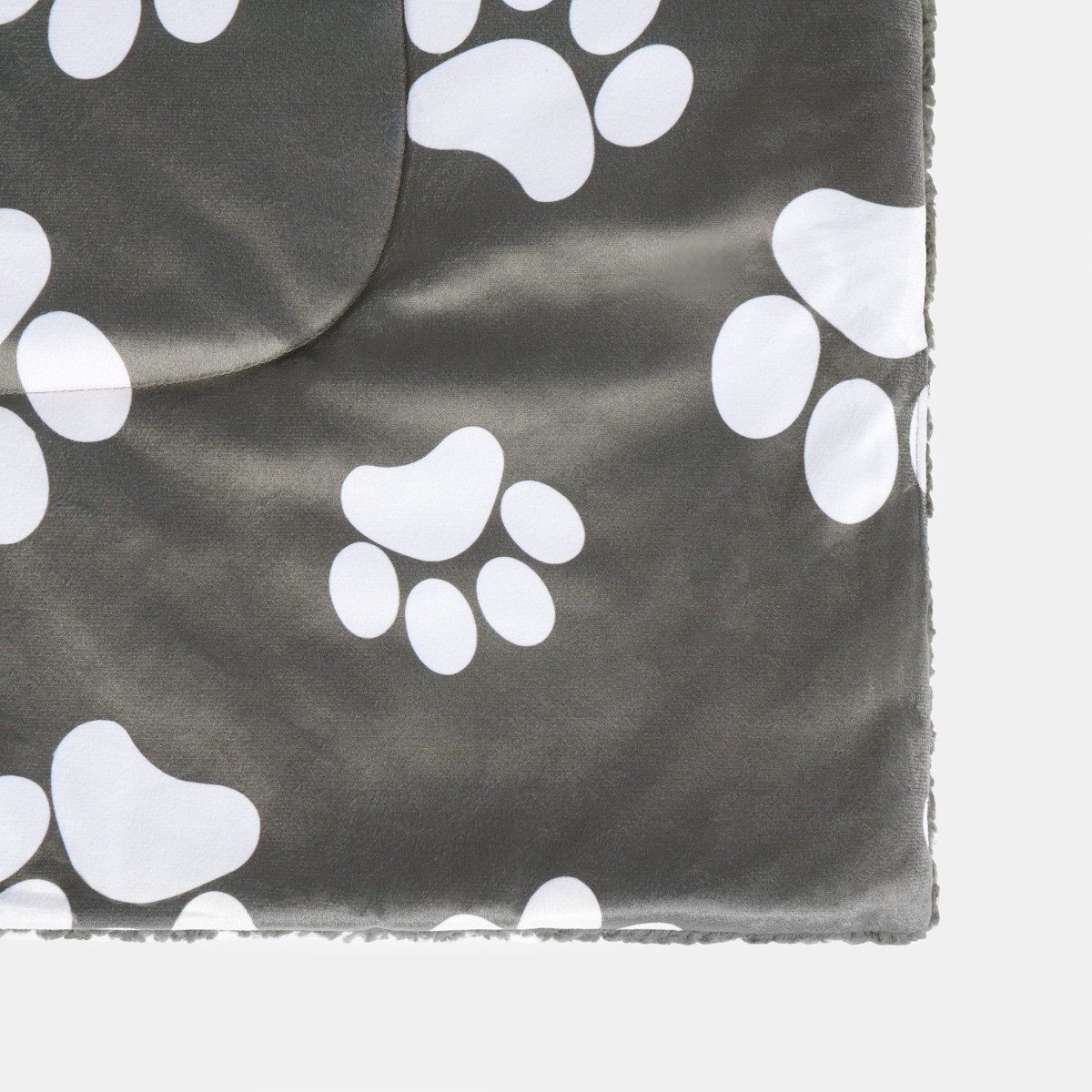 OHS Paw Print Soft Sherpa Reverse Quilted Pet Blanket - Charcoal>