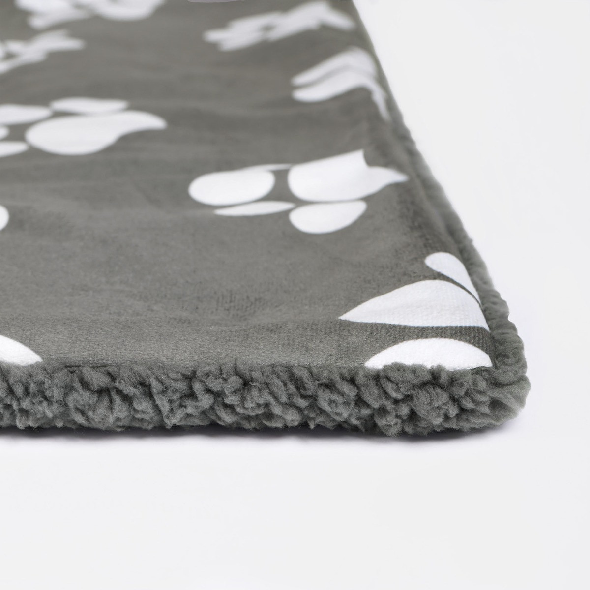 OHS Paw Print Soft Sherpa Reverse Quilted Pet Blanket - Charcoal>