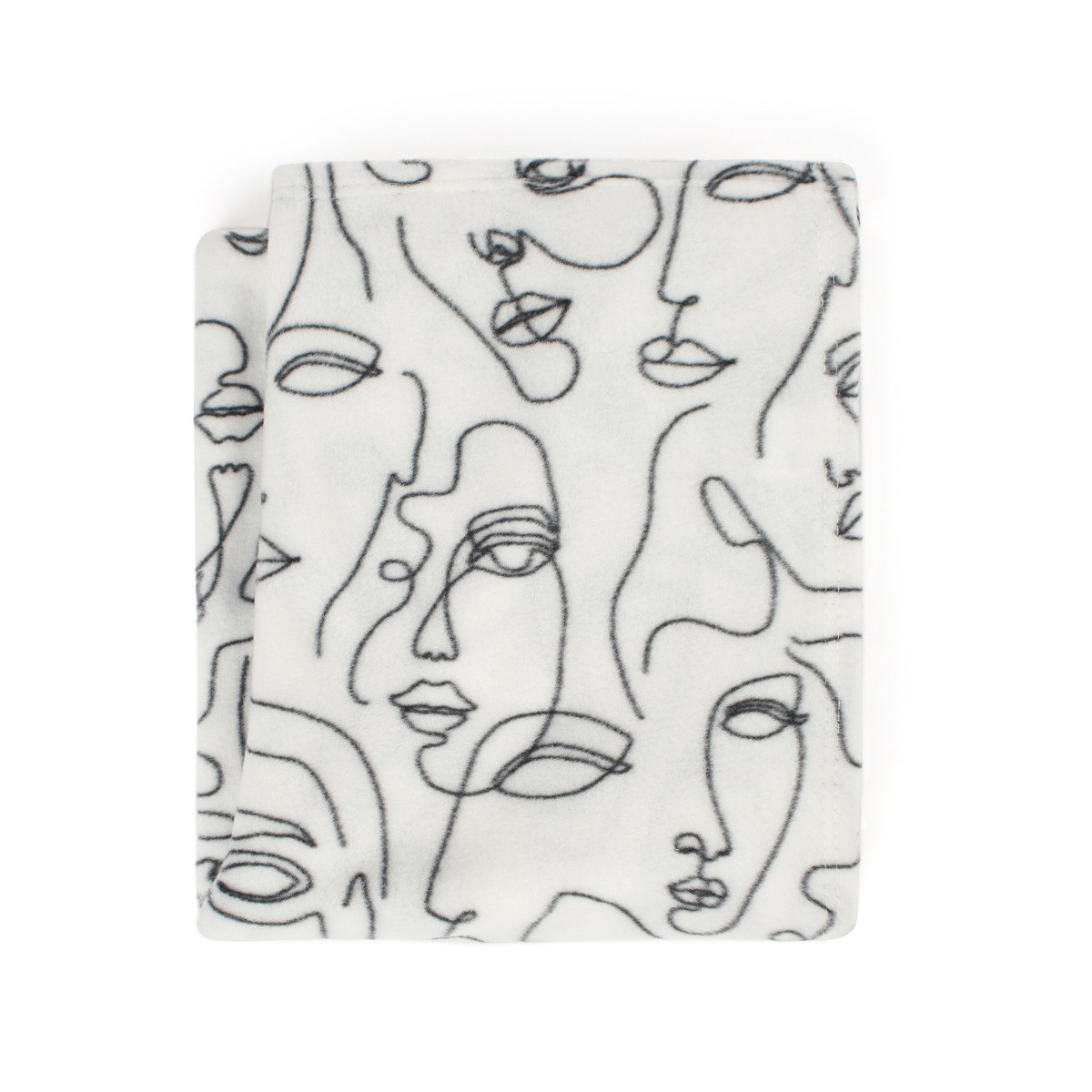 OHS Abstract Faces Fleece Throw - Black & White