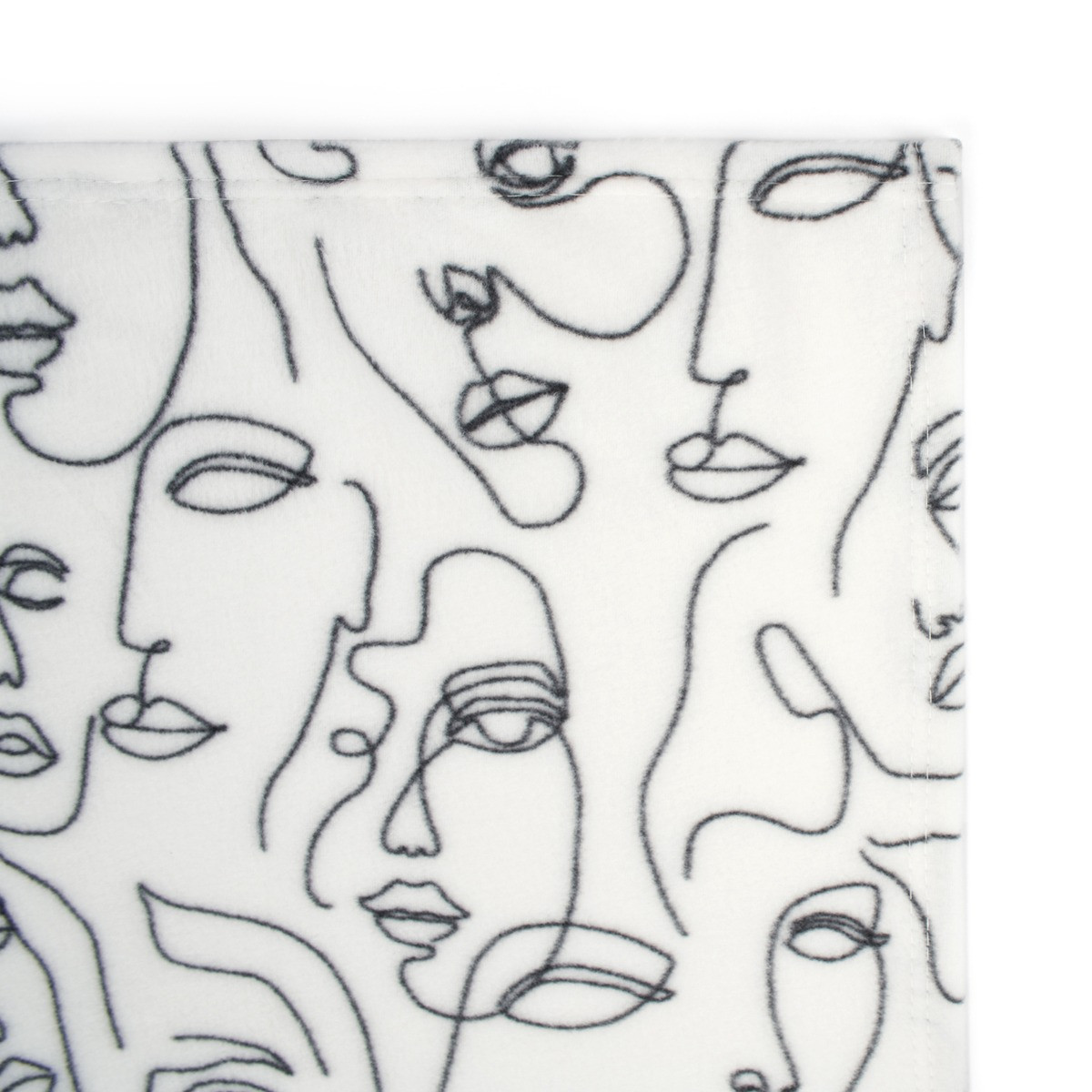 OHS Abstract Faces Fleece Throw - Black & White>
