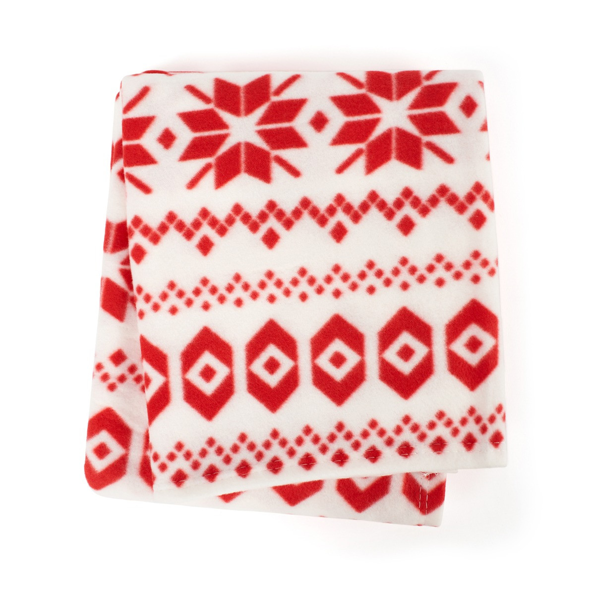 OHS Christmas Nordic Star Fleece Throw - Red/White>