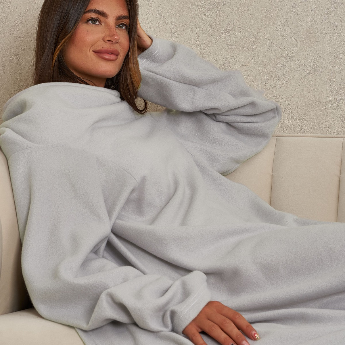 OHS Fleece Wearable Blanket with Sleeves - Silver>