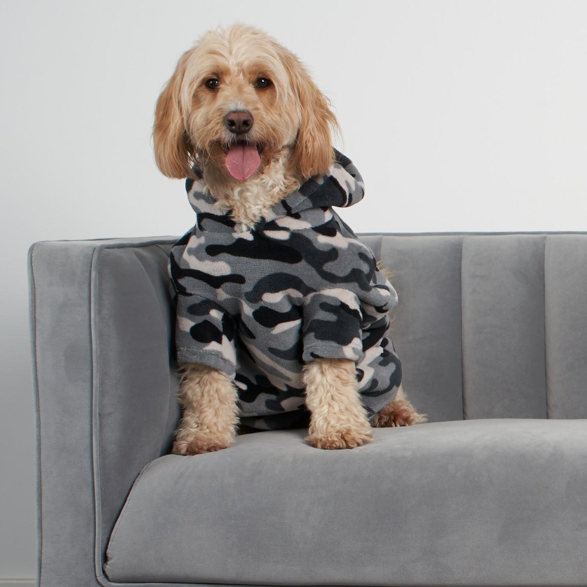 OHS Camo Print Dog Hoodie Blanket - Grey>